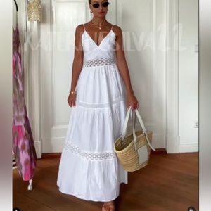 Zara Poplin Dress with Lace Trim